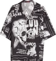 LU'U DAN Punk Flyer Print Camp Shirt