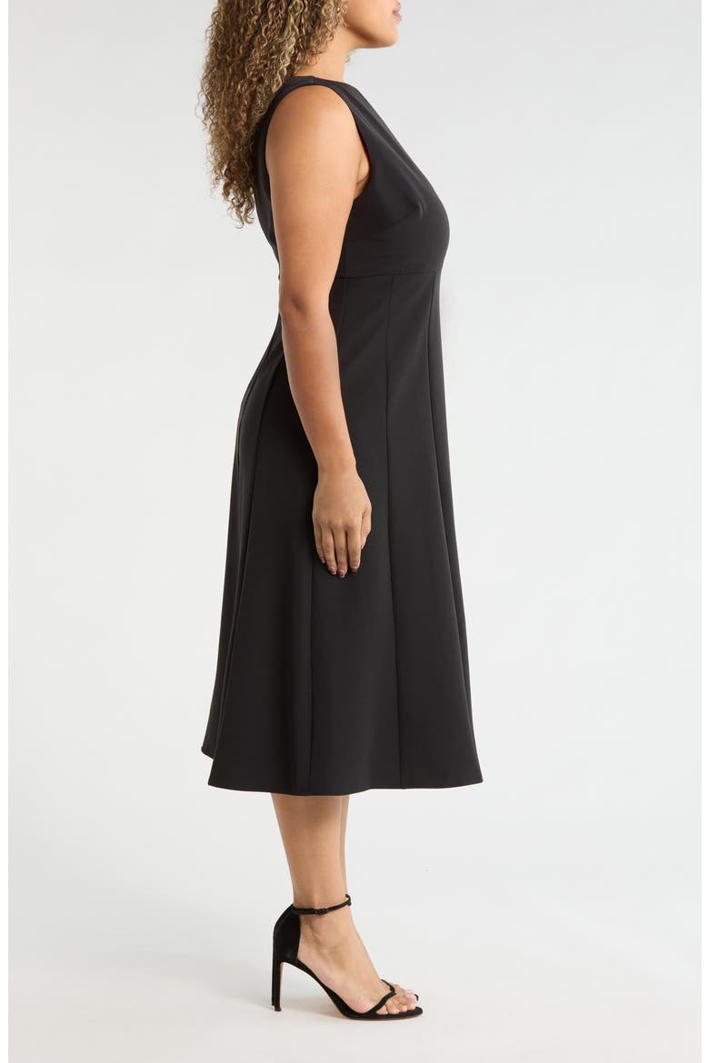 Bateau Neck Seamed Midi Dress, Alternate, color, BLACK