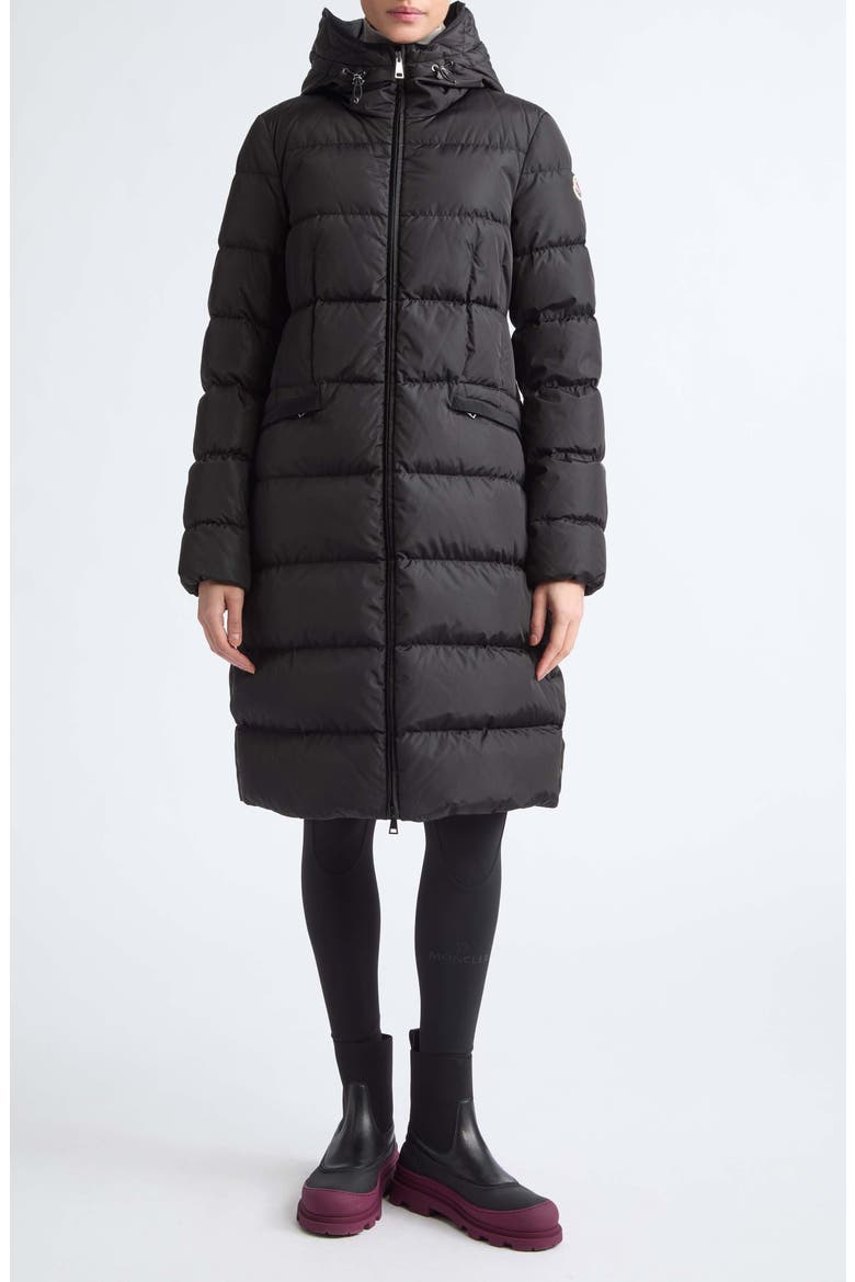 Avocette Hooded Quilted Down Puffer Coat, Alternate, color, BLACK/ BLACK
