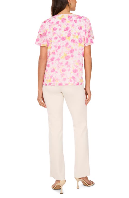 VINCE CAMUTO VINCE CAMUTO FLORAL TULIP SLEEVE TOP