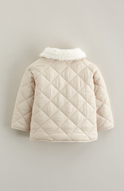 Nordstrom High Pile Fleece Collar Quilted Coat In Yellow