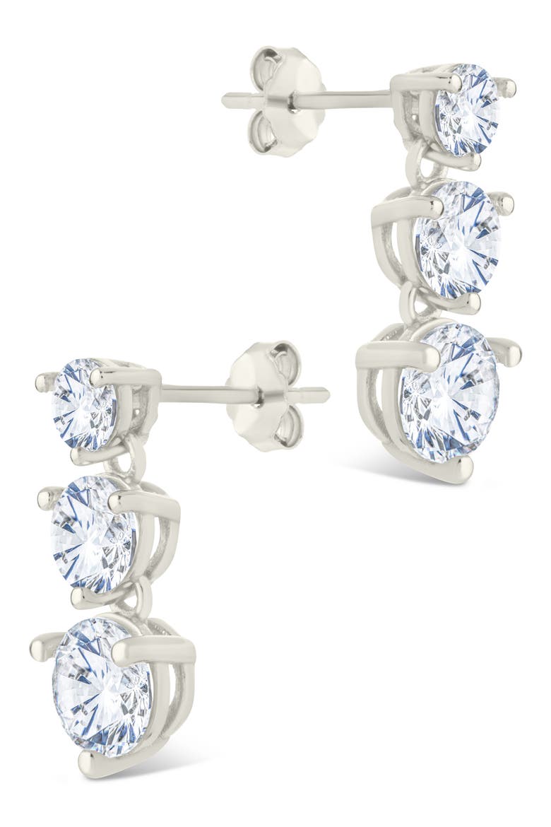 Brilliant Cubic Zirconia Drop Earrings, Alternate, color, SILVER