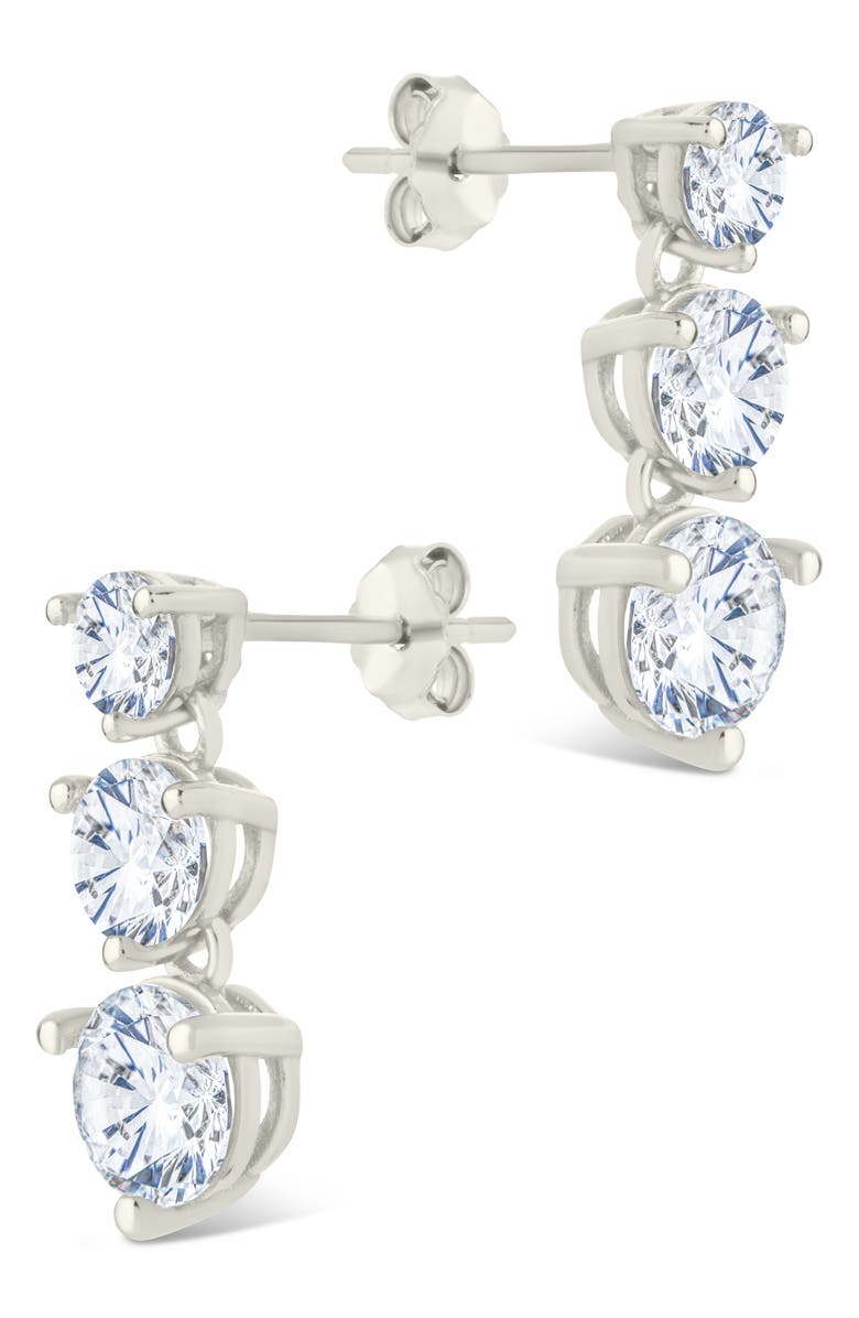 Sterling Forever Brilliant Cubic Zirconia Drop Earrings, Alternate, color, Silver