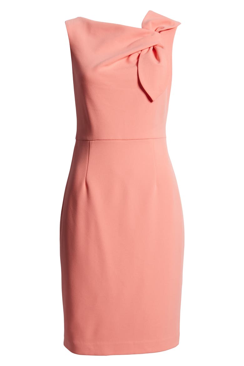 Tie Neck Sleeveless Sheath Dress, Alternate, color, CORAL