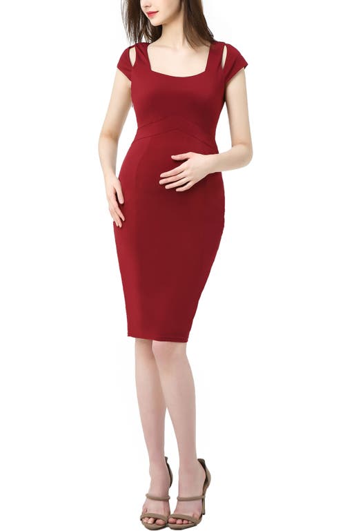 Kimi & Kai Julie Cold Shoulder Maternity Sheath Dress In Red