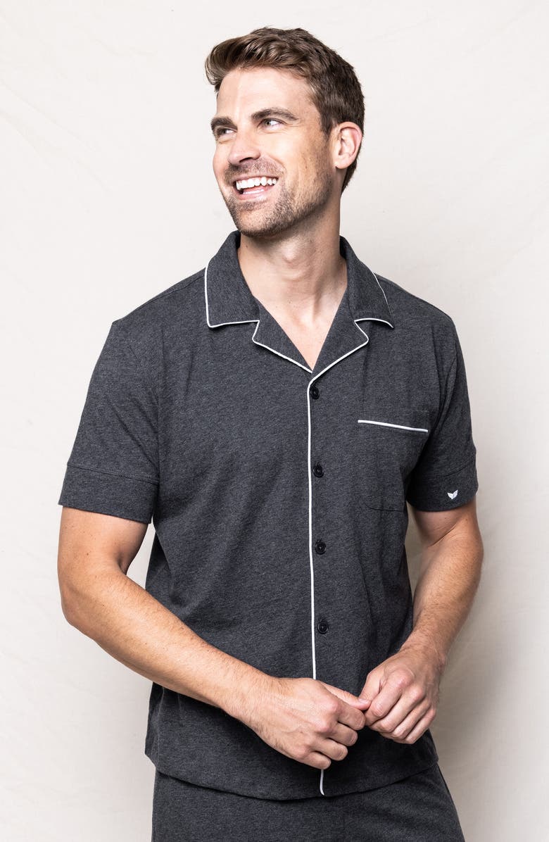 Petite Plume Heathered Pima Cotton Knit Short Pajamas, Alternate, color, Grey