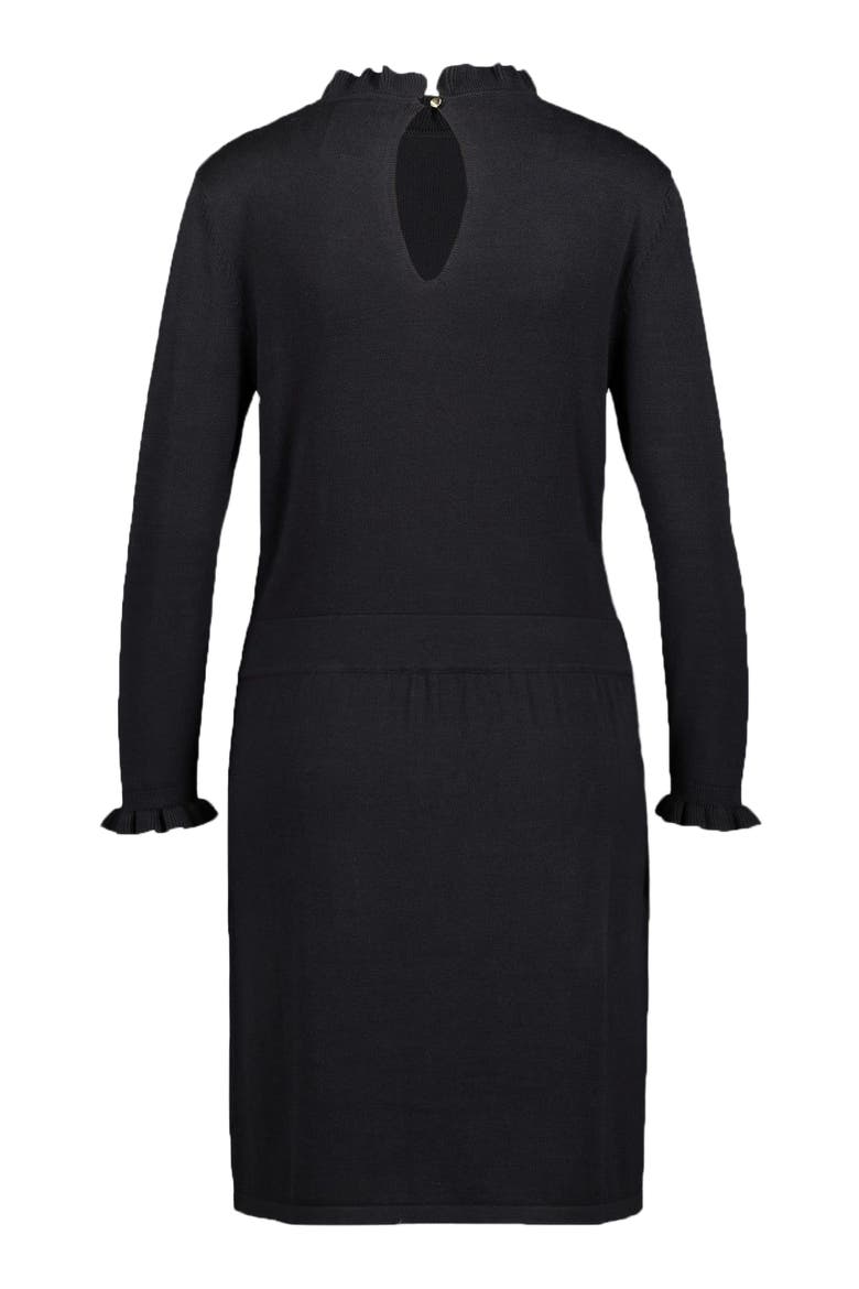 Women's Organic Ruffle Neck Sweater Dress, Alternate, color, Black Ruffle Neck