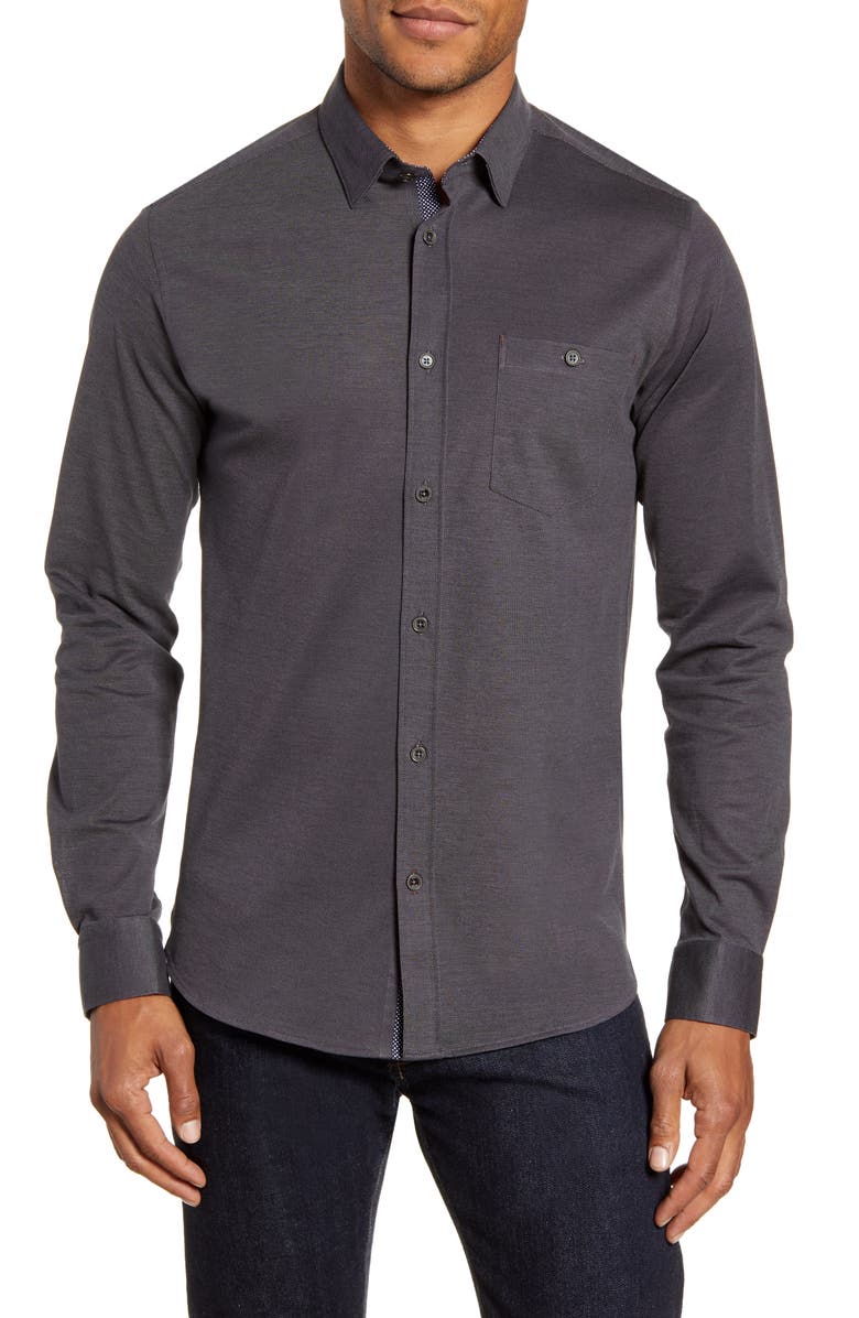 Ted Baker London Broader Slim Fit Button-Up Piqué Shirt, Main, color,