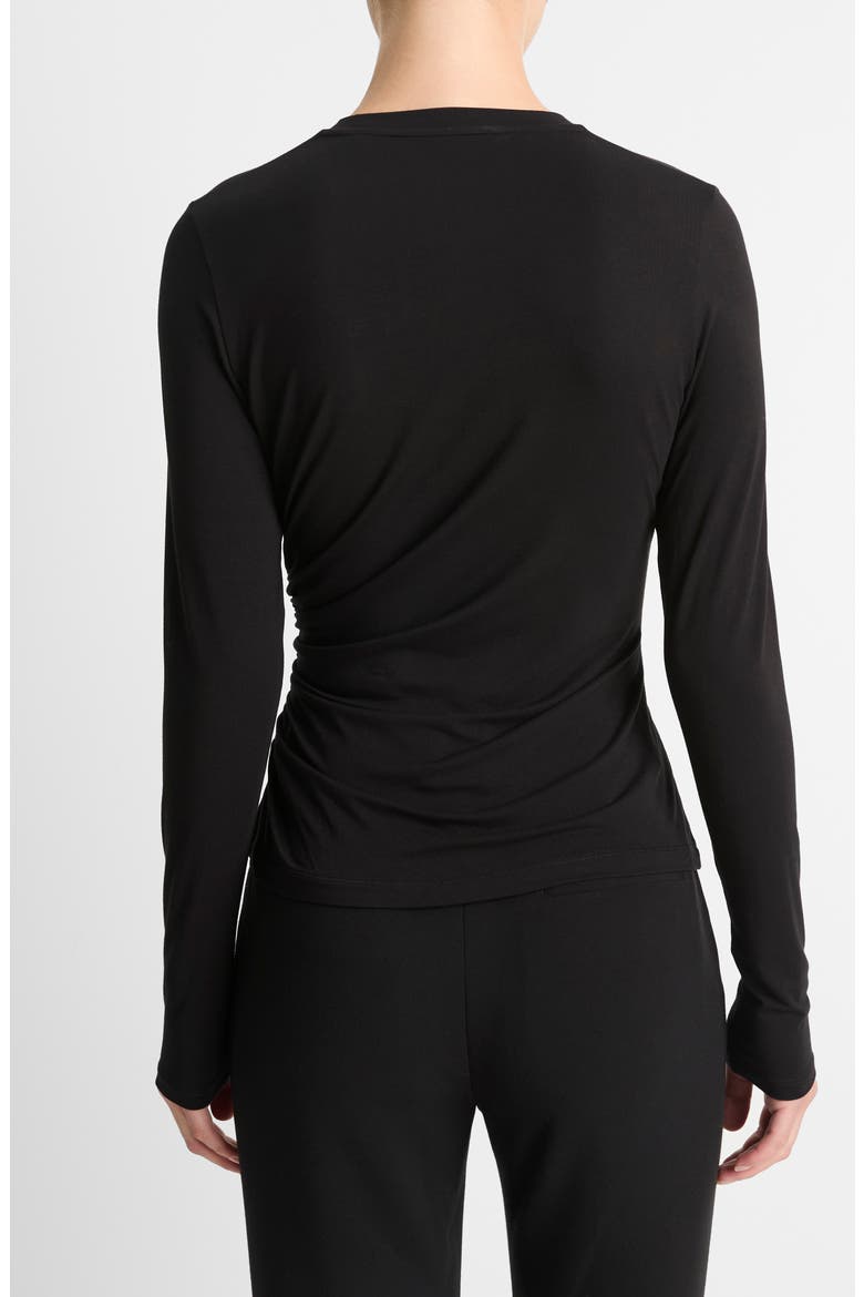 Side Drape Crewneck Top, Alternate, color, BLACK