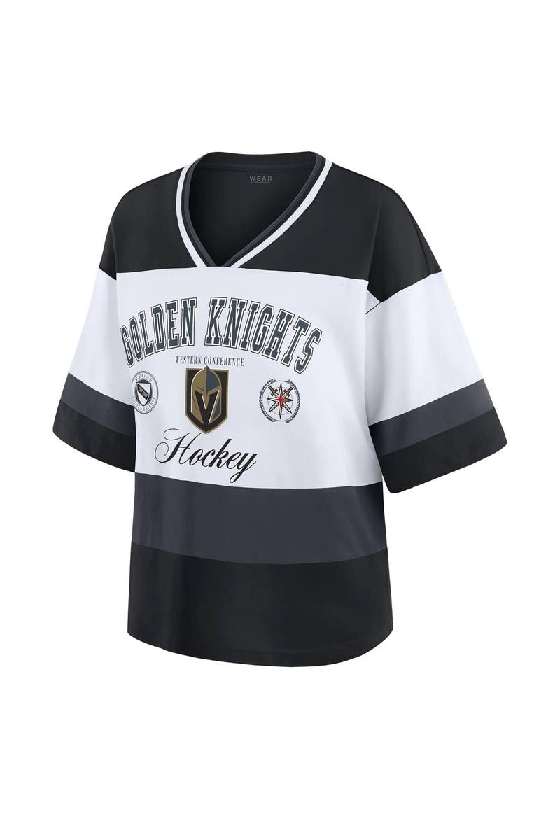 Women's WEAR by Erin Andrews Black/White Vegas Golden Knights Jersey Style Tee, Alternate, color, Black