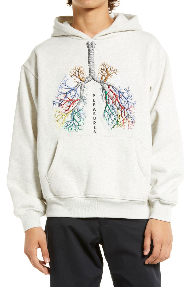 PLEASURES Pleasure Breathe Graphic Hoodie, Main, color,