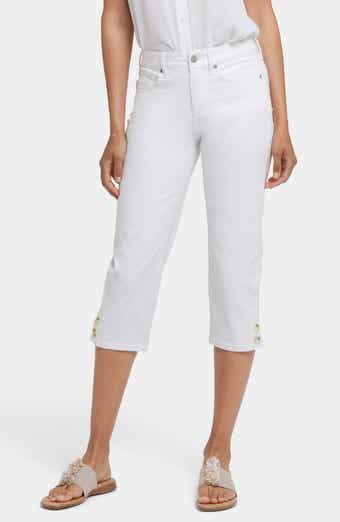 Marilyn Button Hem Straight Leg Capri Jeans