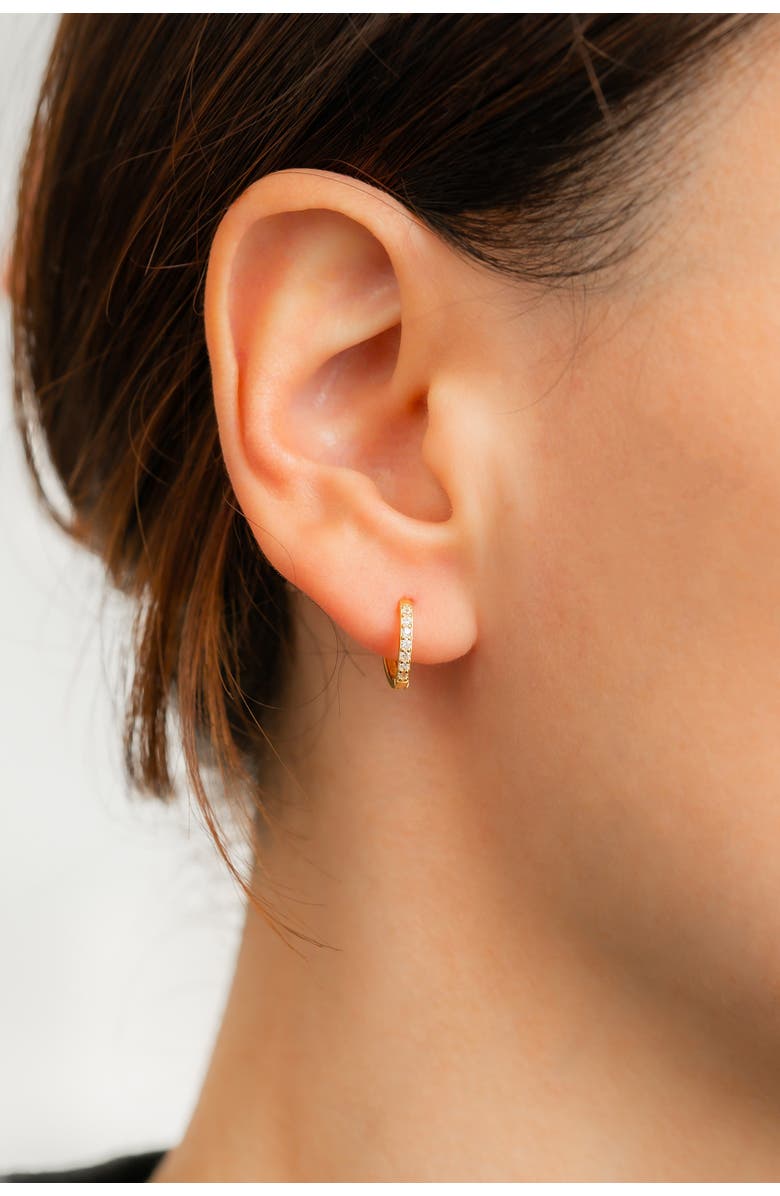 Mint & Lily Pave Huggie Hoop Earrings, Alternate, color, 925 Sterling Silver