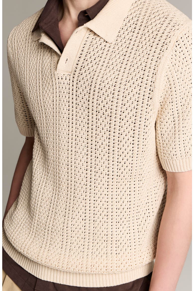Seed Stitch Polo Sweater, Alternate, color, DARK BLANCO