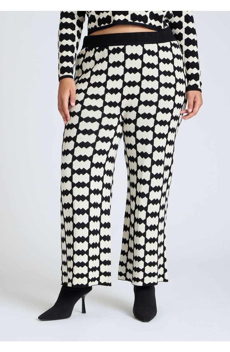 ELOQUII Intarsia Sweater Pant, Alternate, color, Black Geo Crunch