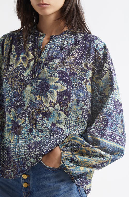 Ulla Johnson Harlowe Floral Long Sleeve Cotton Blend Top In Portofino