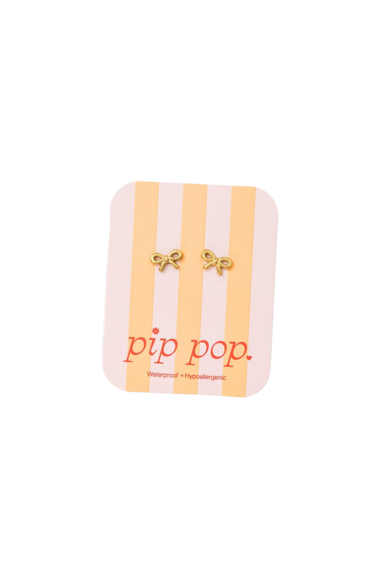 Kids' Bow Hypoallergenic Flatback Stud Earrings, Alternate, color, Gold