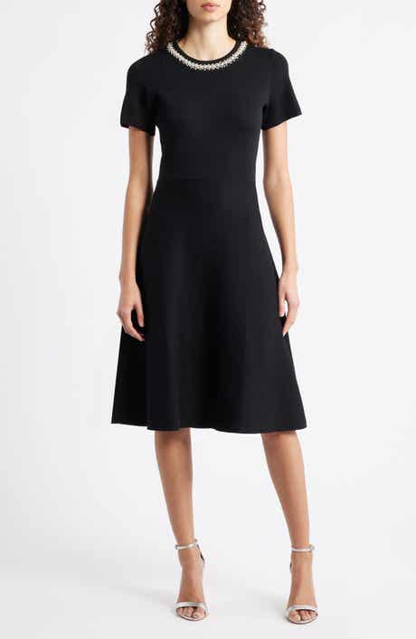 Julia Jordan Embellished Knit Fit & Flare Dress