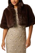 Adrianna Papell Faux Fur Coverup Jacket
