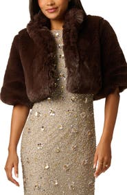 Adrianna Papell Faux Fur Coverup Jacket