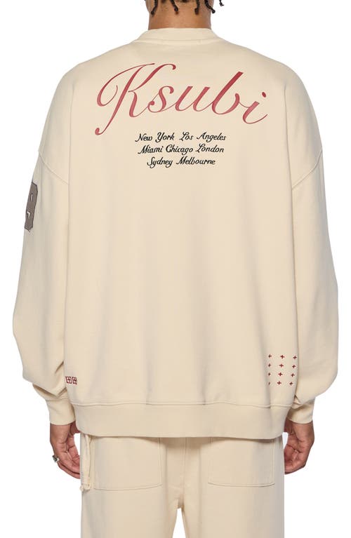 Shop Ksubi Oversize Playoff Ekcess Embroidered Graphic Sweatshirt In Tan