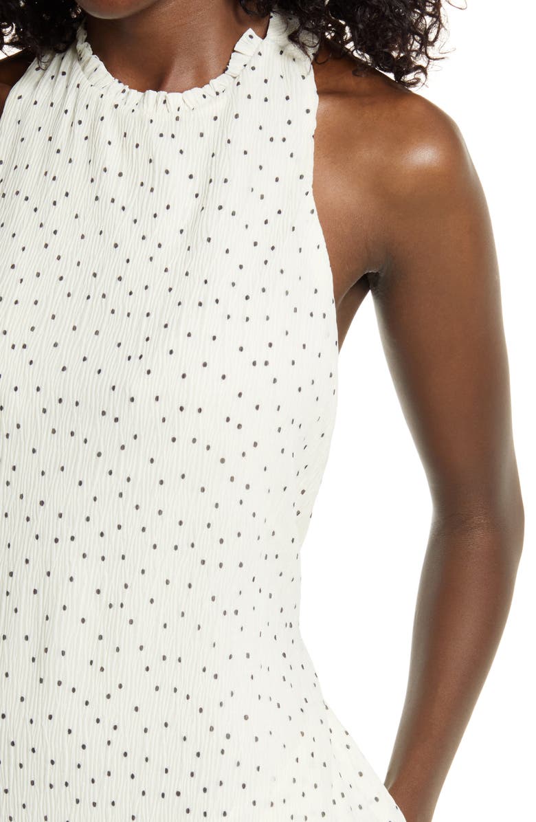 knee length dresses for ladies White Polka Dot Luna Midi Dress