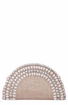 Nina Half Moon Embellished Crossbody Clutch