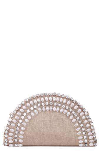 Nina Half Moon Embellished Crossbody Clutch