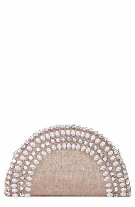 Nina Half Moon Embellished Crossbody Clutch