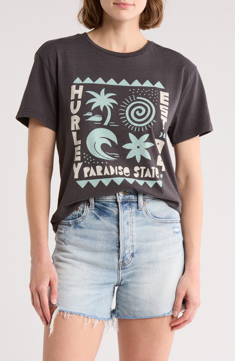 Hurley Paradise State Graphic T-Shirt, Main, color, Off Black