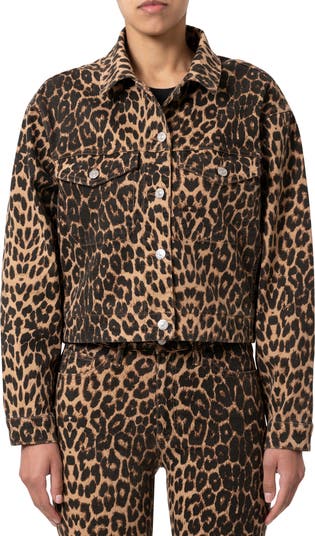 Animal print fashion jean jacket