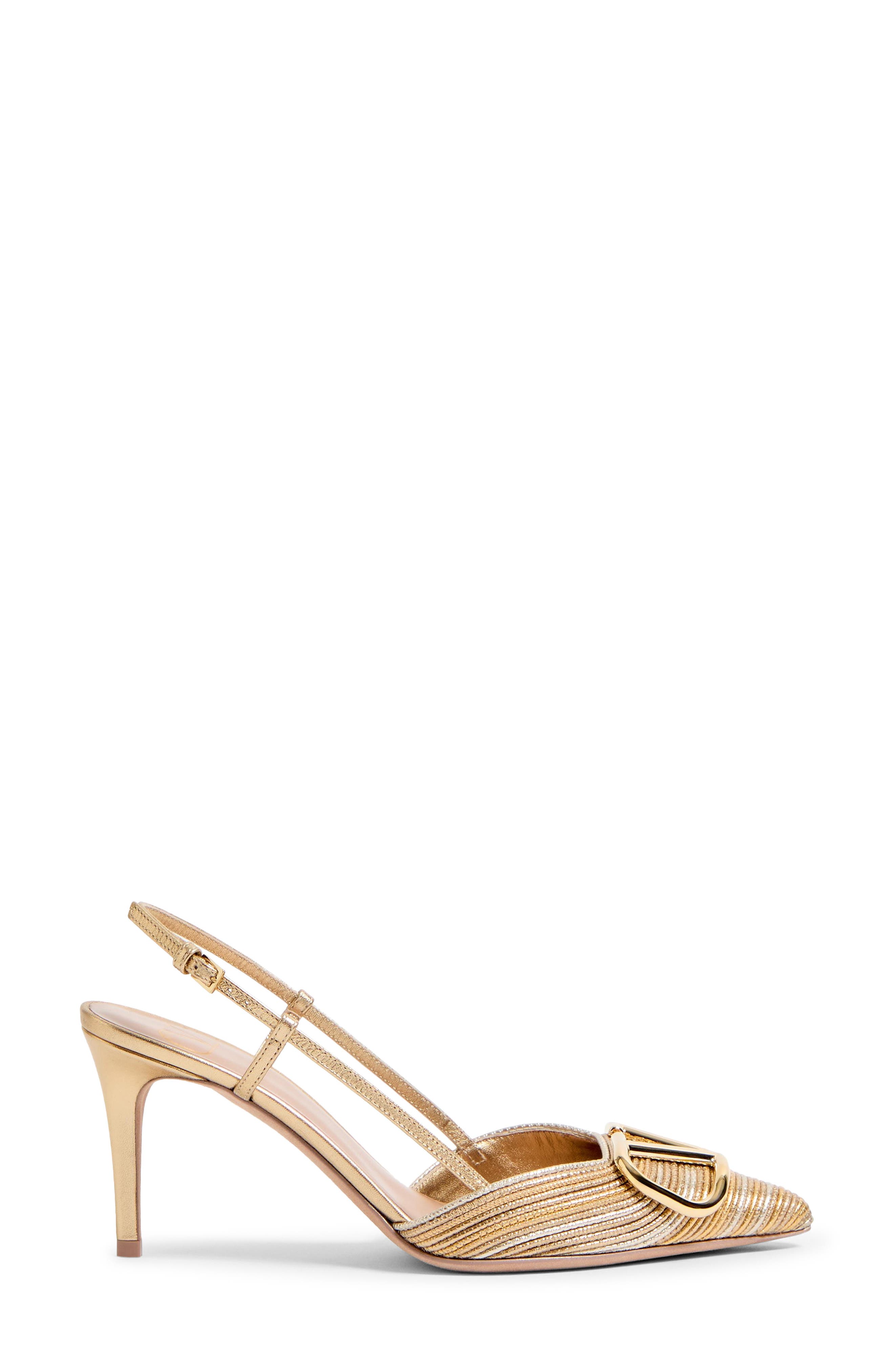 Valentino Garavani VLOGO Signature Metallic Slingback Pump, Alternate, color, Gold