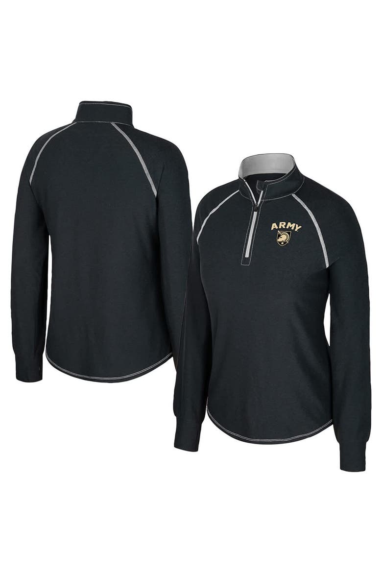 Women's Colosseum Black Army Black Knights Bikram Raglan Quarter-Zip Top, Main, color, Black