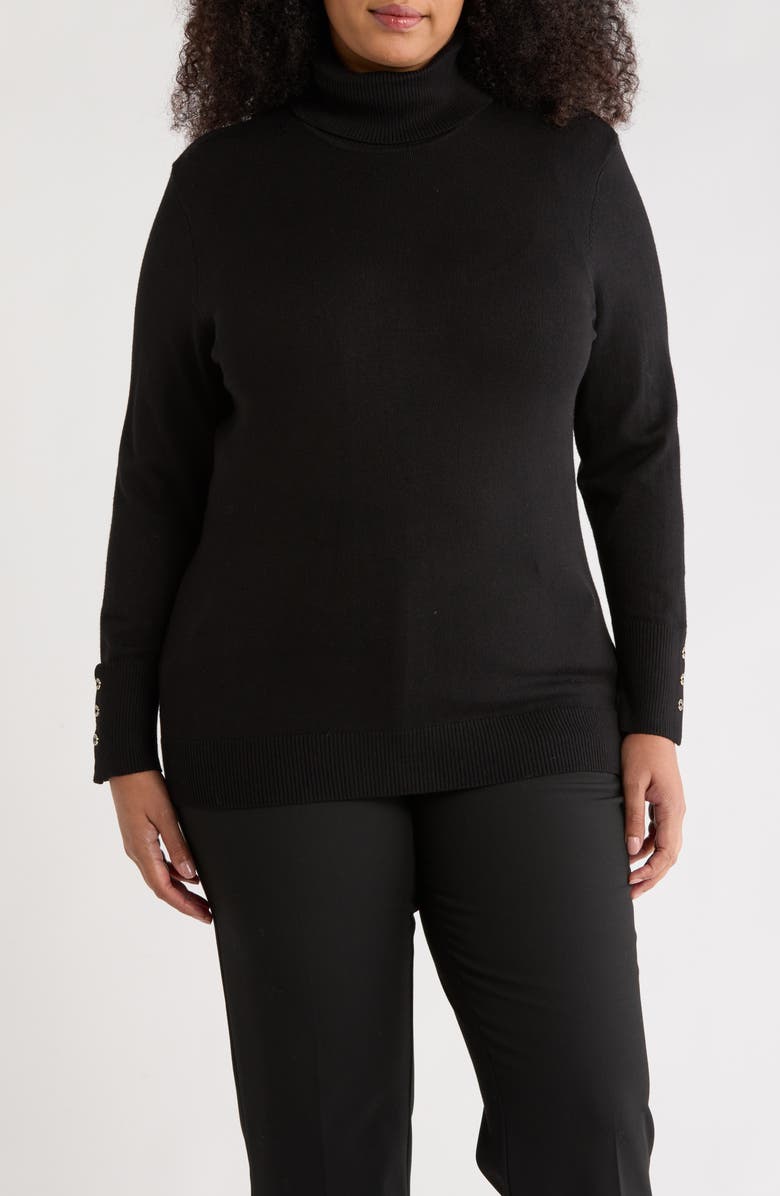 Joseph A Essential Fine Gauge Turtleneck Sweater, Main, color, Black