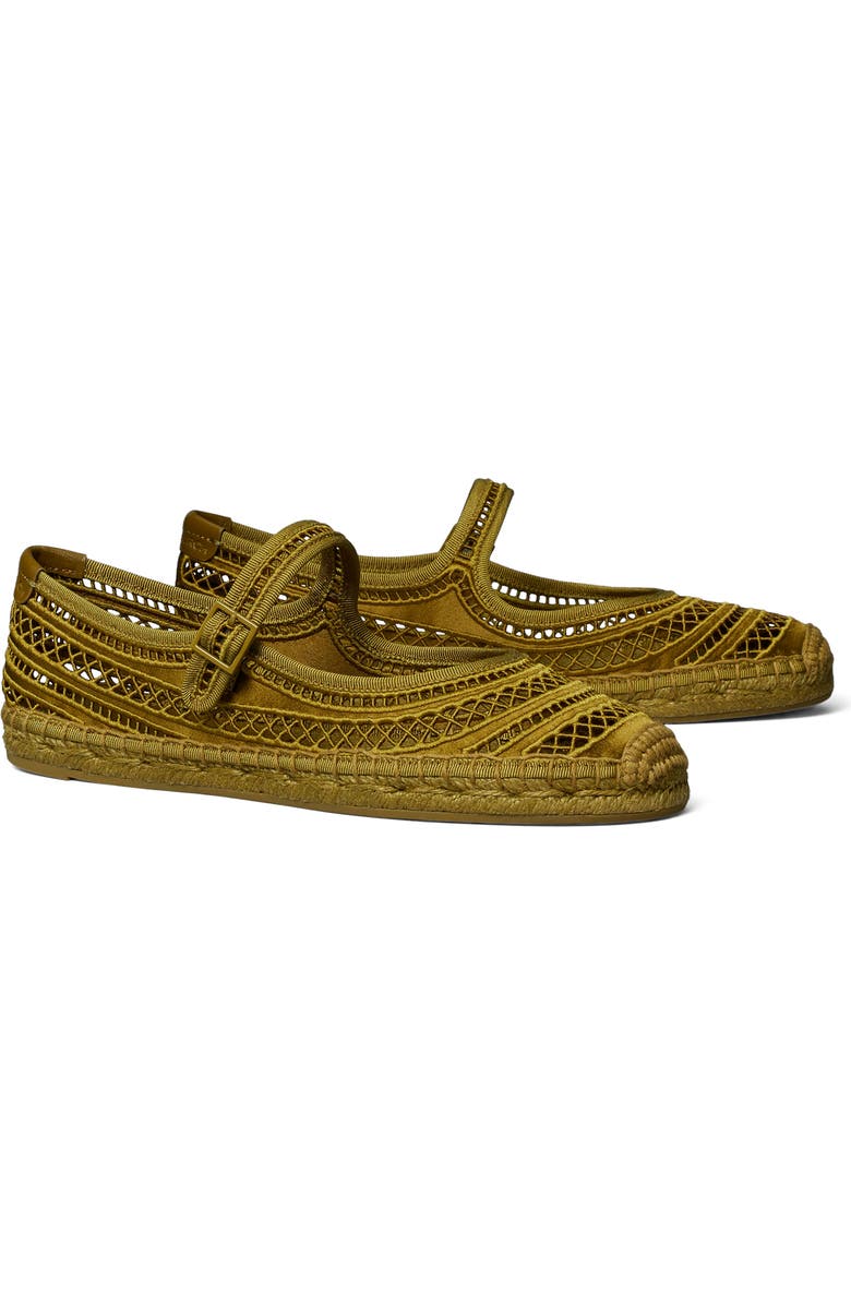 Tory Burch Open Weave Mary Jane Espadrille Flat, Main, color, Olive Twig