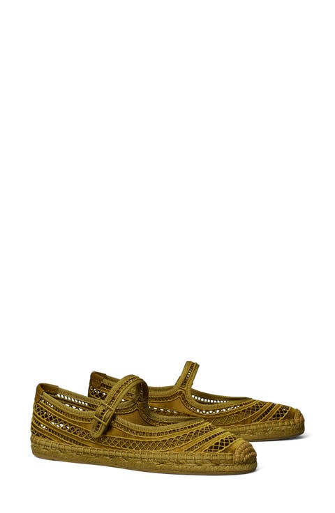 Open Weave Mary Jane Espadrille Flat (Women)