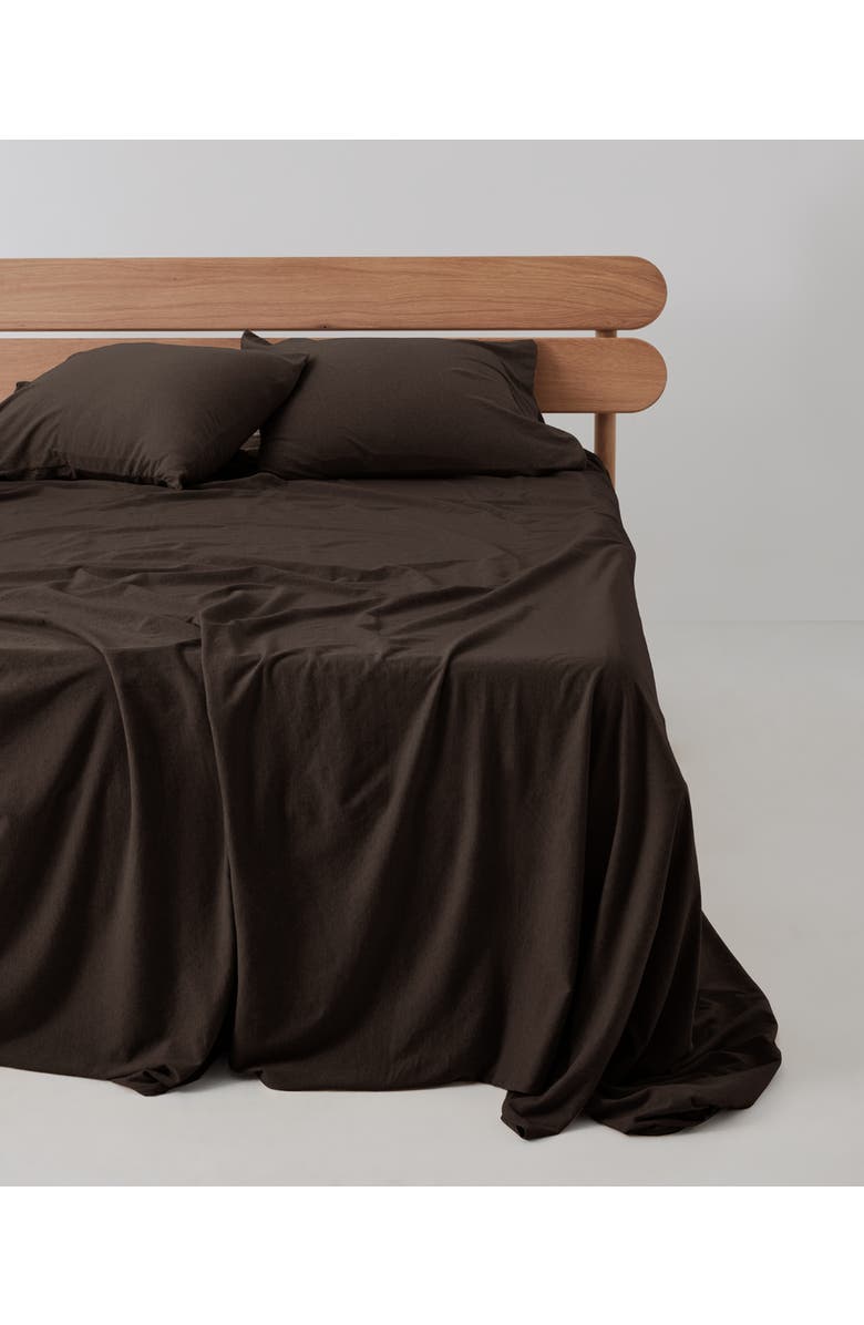 Pact Organic Favorite Tee Jersey Sheet Set, Alternate, color, Chocolate Heather