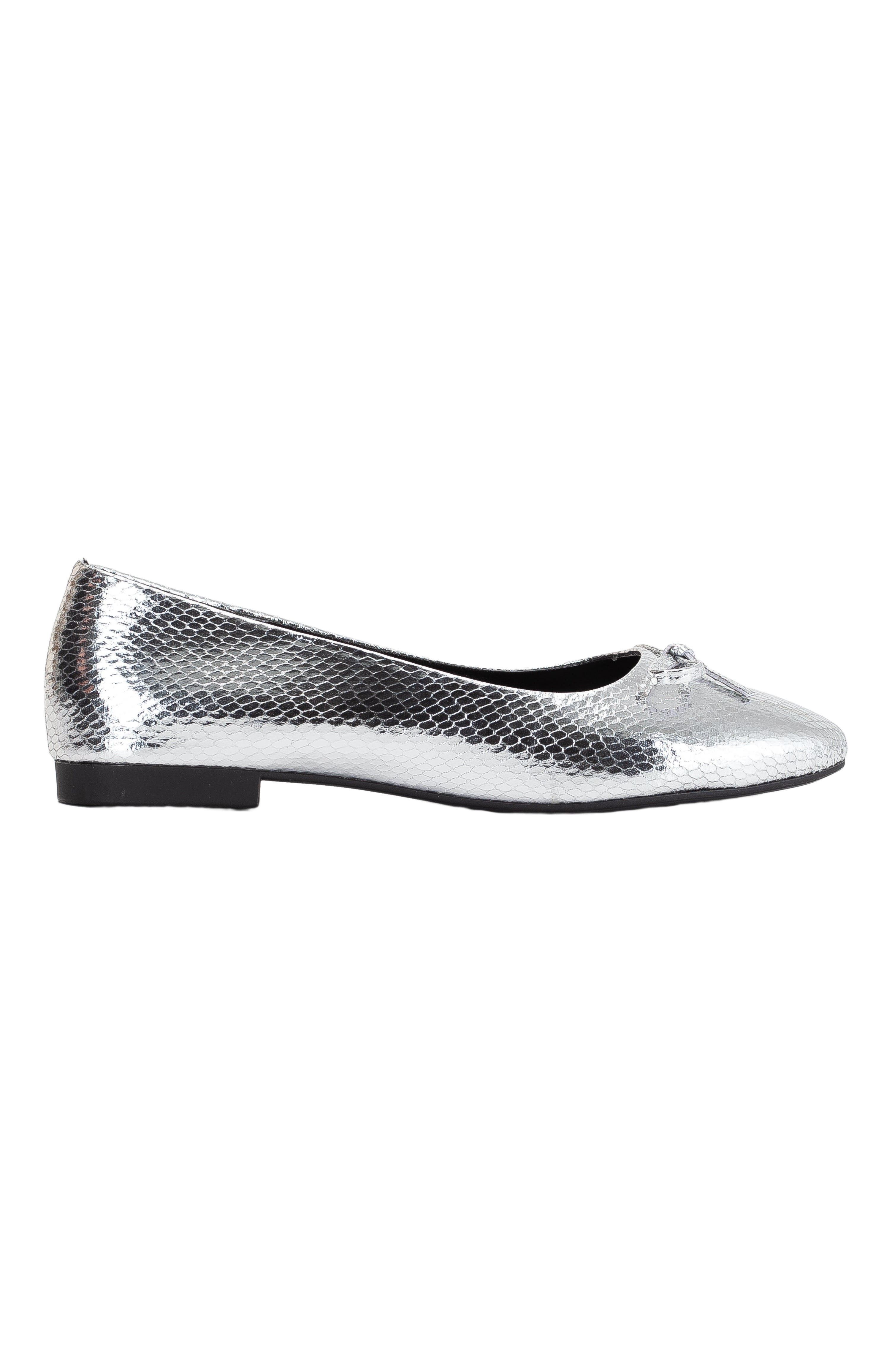 Amy Ballerina Flats, Alternate, color, Silver Faux Leather