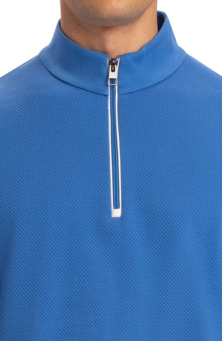 Bugatchi Cotton Blend Quarter Zip Pullover, Alternate, color, Navy