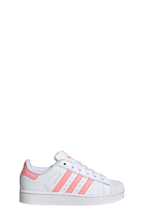 Adidas Originals Little Kids White & Pink Superstar Ii Sneakers In White/semi Pink Spark/white