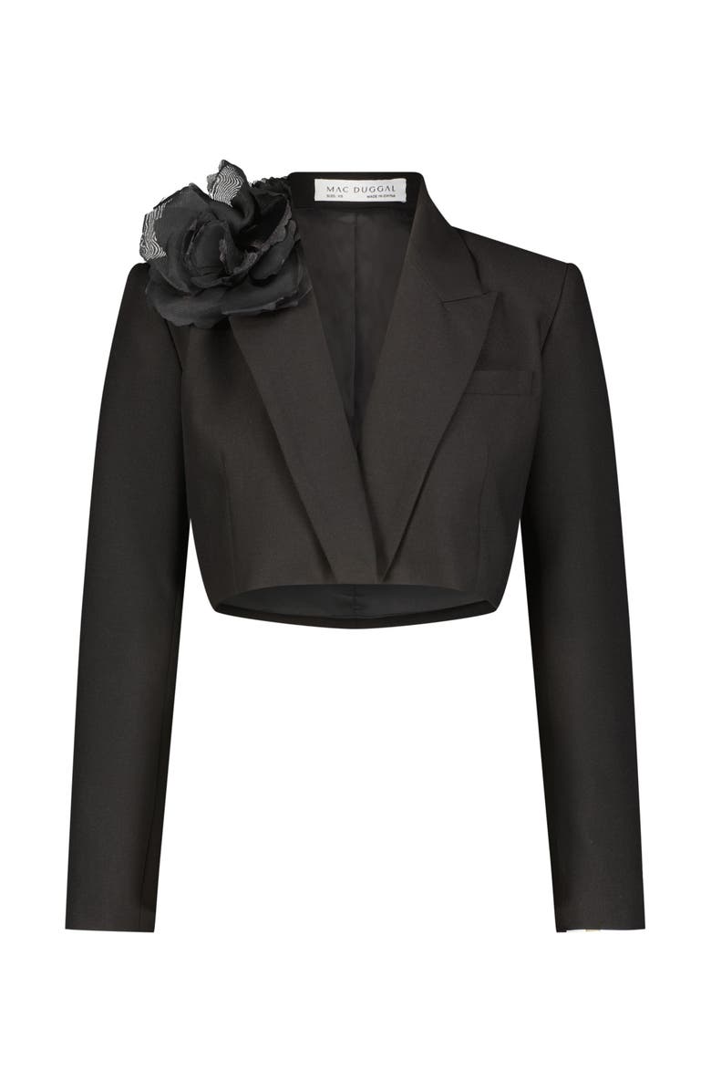 Mac Duggal Cropped Crepe Tailored Blazer, Alternate, color, 