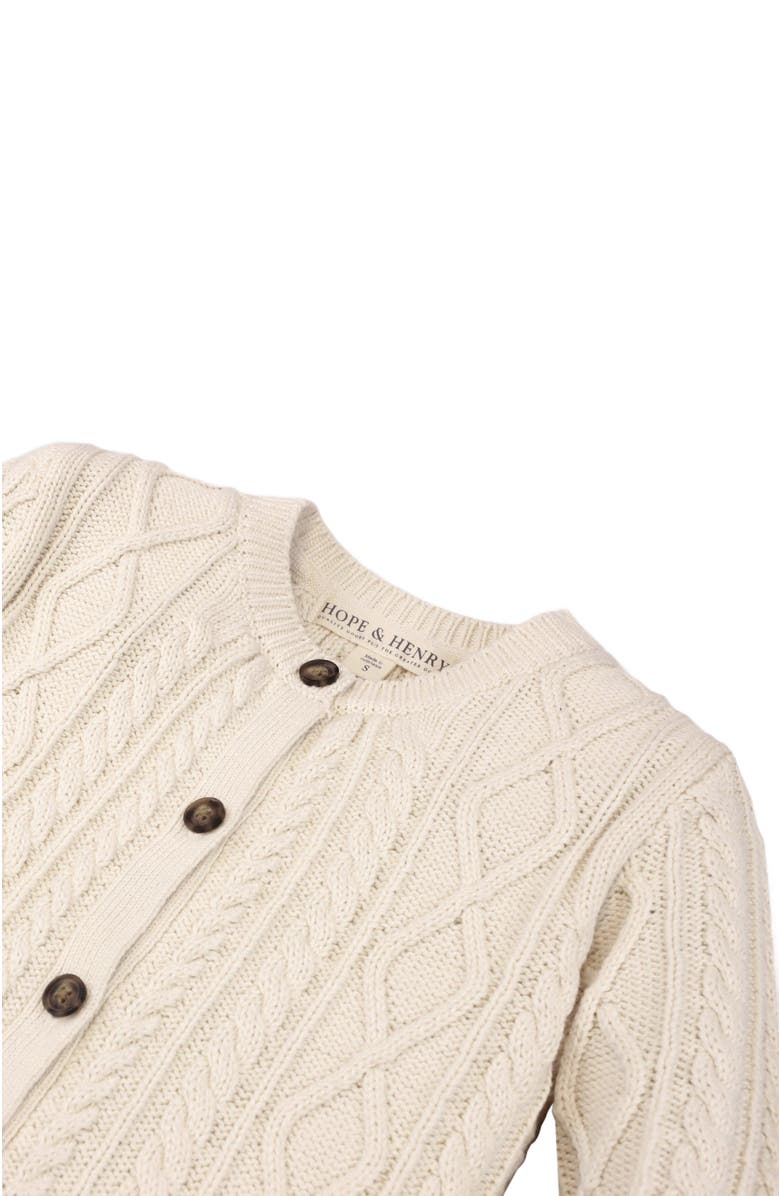 Hope & Henry Baby Girls' Cable Peplum Cardigan, Infant, Alternate, color, Ivory