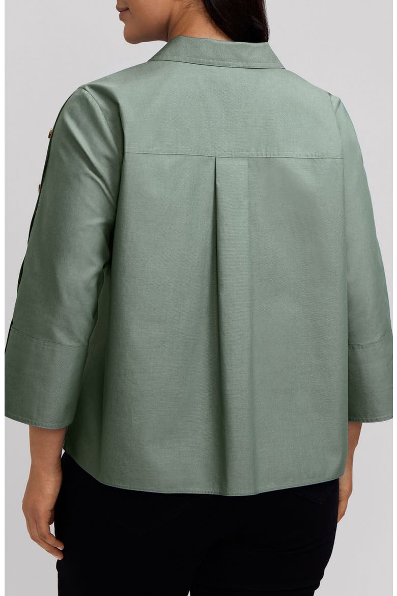 Lainey Button Accent Cotton Popover Top, Alternate, color, SOFT OLIVE GREEN