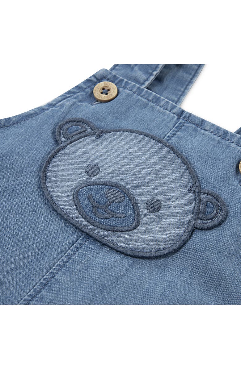 Levi's Bear Applique Bodysuit & Denim Shortalls Set, Alternate, color, Twany Orange