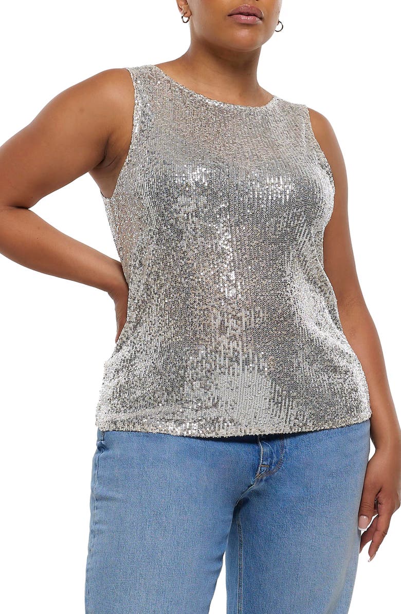 River Island Sequin Tank, Main, color,