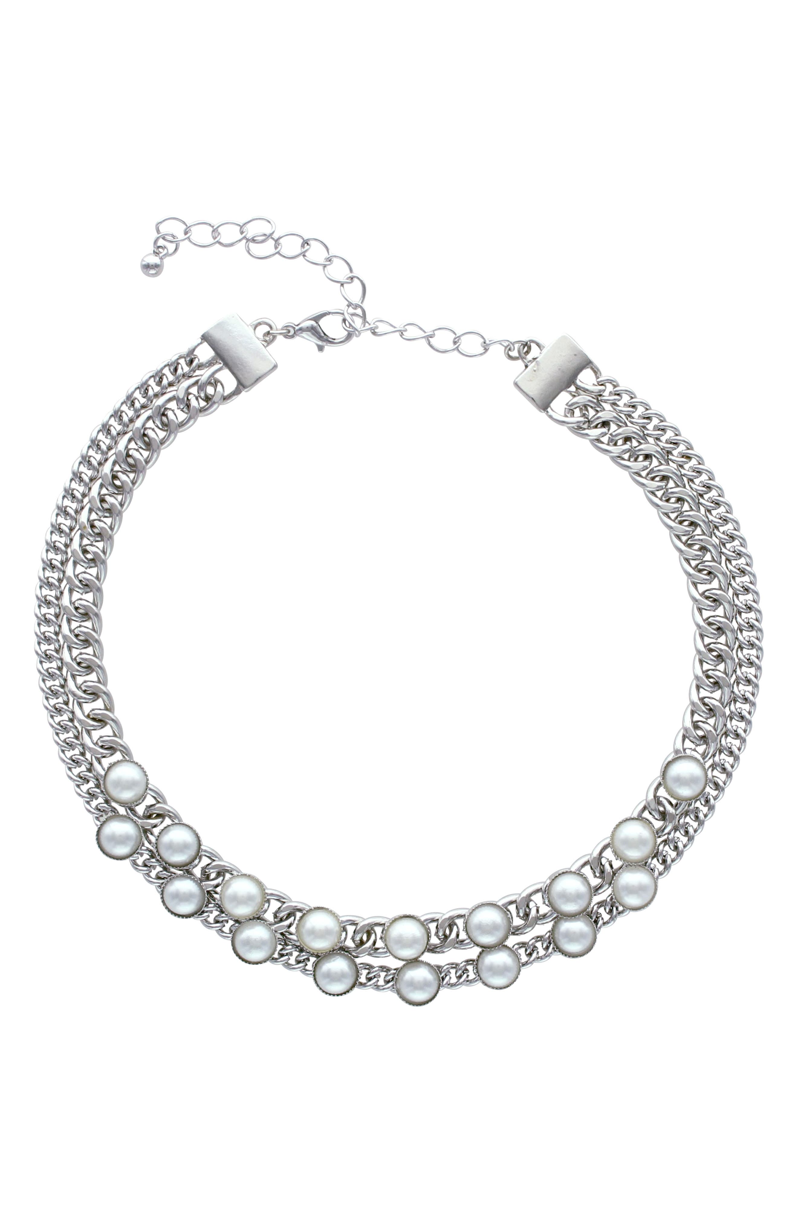 Vivian Imitation Pearl Curb Chain Choker