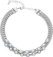 OLIVIA WELLES Vivian Imitation Pearl Curb Chain Choker