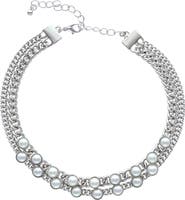 OLIVIA WELLES Vivian Imitation Pearl Curb Chain Choker