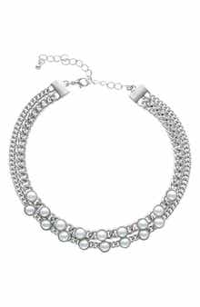 Vivian Imitation Pearl Curb Chain Choker