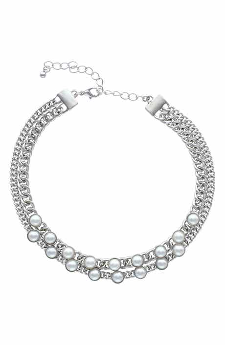 Vivian Imitation Pearl Curb Chain Choker